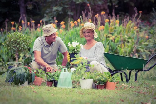 Gardener working in a Barnet front garden